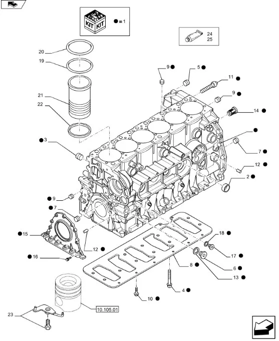 504219039 - Блок цилиндров ДВС Cursor9K CS, CSX, CX8, Case 6130/40